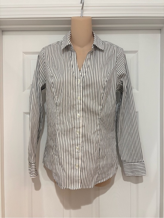 Express Tops - Express women’s White Shirt with Black Pinstripes
